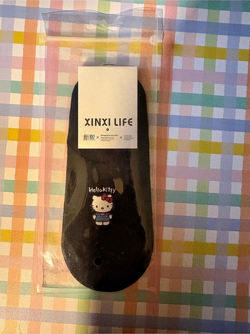 Xinxi Life Hello Kitty No Show Socks Black & Multicolor
